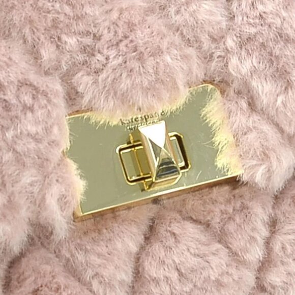 Auth Kate Spade Crossbody Shoulder Bag Pink Fur/Goldtone - Picture 9 of 12